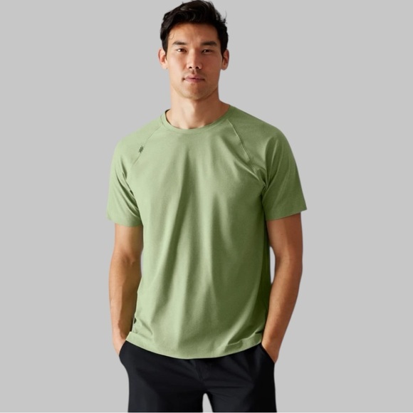 RHONE Reign Campsite Green Heather Short Sleeve Performance T-Shirt Size M - Picture 1 of 10